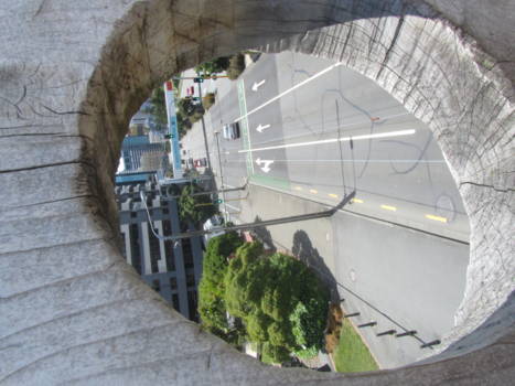 Wellington (Nieuw-Zeeland) - centrum doorkijkje vanaf houten brug