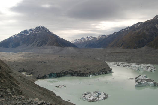 Zuidereiland - Afbrokkelende Tasmanglacier - Mount Cook
