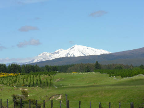 The Official Centre of New Zealand - Lucht,Wolken,Land  en vulkaan